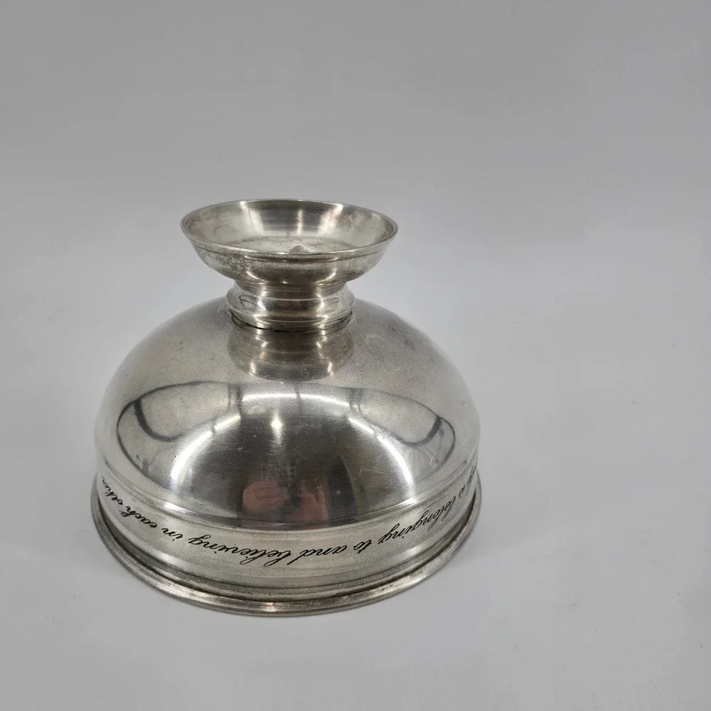 Pottery Barn Engraved Family Is Belonging Pedestal Bowl Home Decor Silver 6in